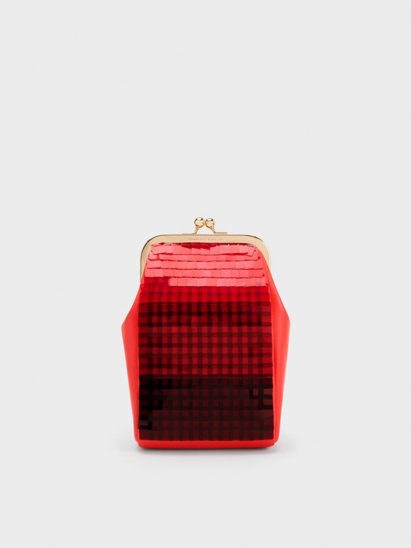 pouches Charles And Keith Disc-Embellished Chain Handle κοκκινα | 48097-LJEI