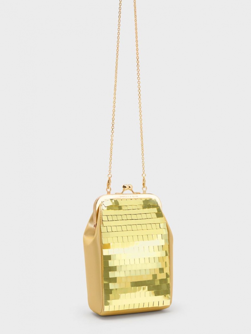 pouches Charles And Keith Disc-Embellished Chain Handle χρυσο χρωμα | 93675-ZJEG