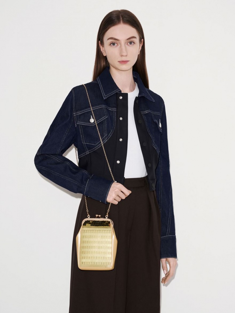 pouches Charles And Keith Disc-Embellished Chain Handle χρυσο χρωμα | 93675-ZJEG