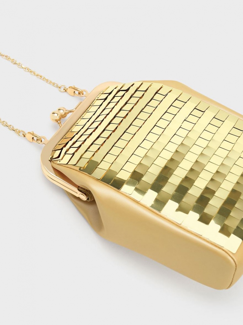 pouches Charles And Keith Disc-Embellished Chain Handle χρυσο χρωμα | 93675-ZJEG