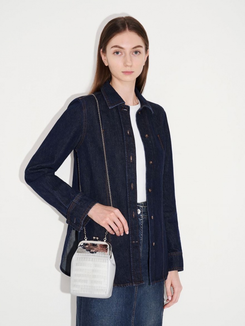 pouches Charles And Keith Disc-Embellished Chain Handle ασημι | 54621-WBFP