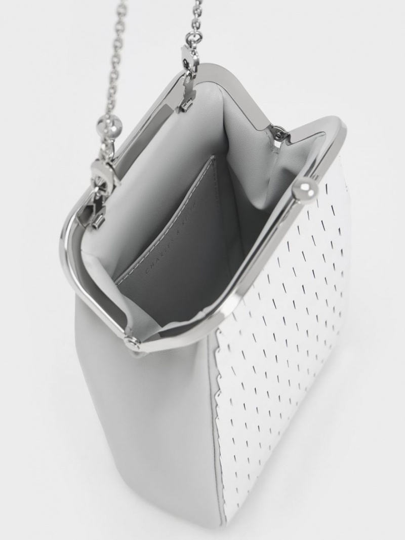 pouches Charles And Keith Disc-Embellished Chain Handle ασημι | 54621-WBFP