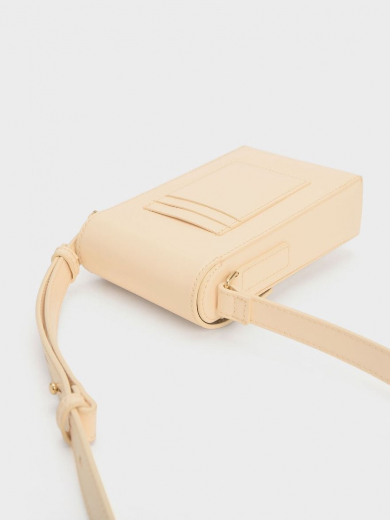 pouches Charles And Keith Freida Metallic Accent Elongated Μπεζ | 20496-OBVL