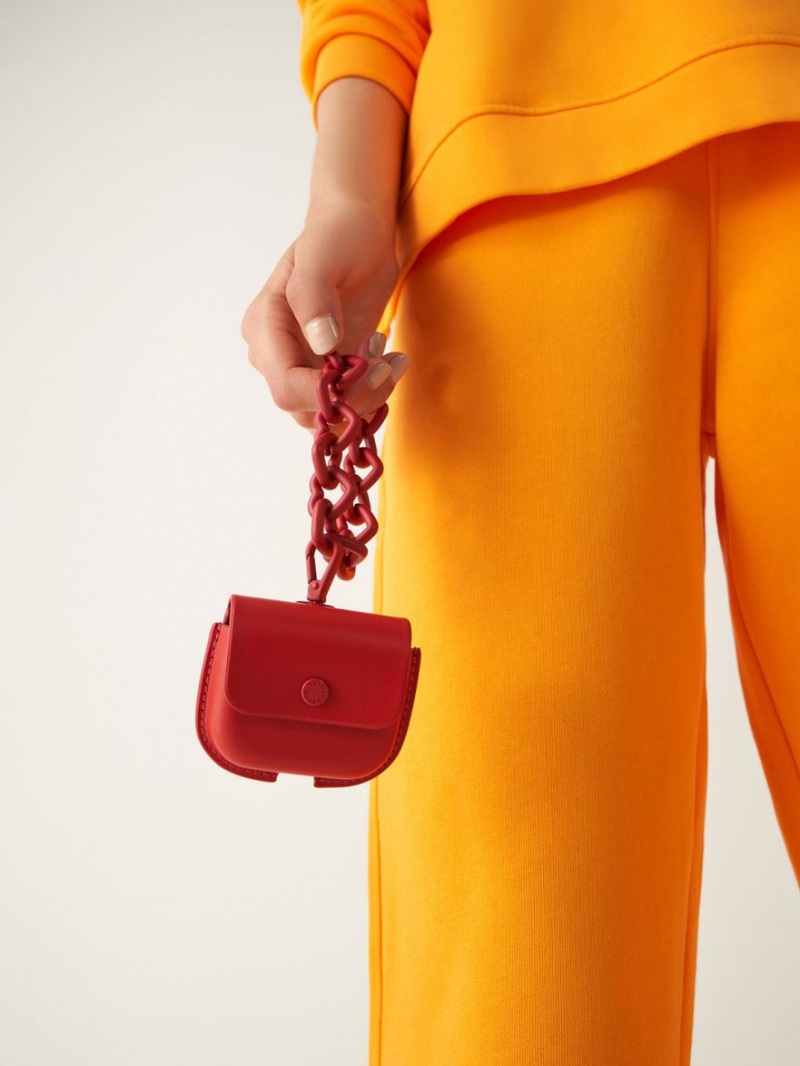 pouches Charles And Keith Mini AirPods κοκκινα | 59408-ZHGR