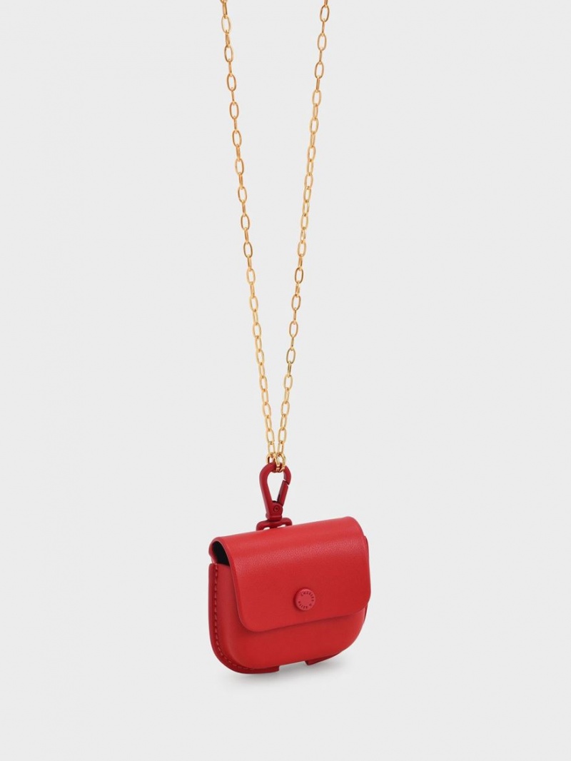 pouches Charles And Keith Mini AirPods κοκκινα | 59408-ZHGR