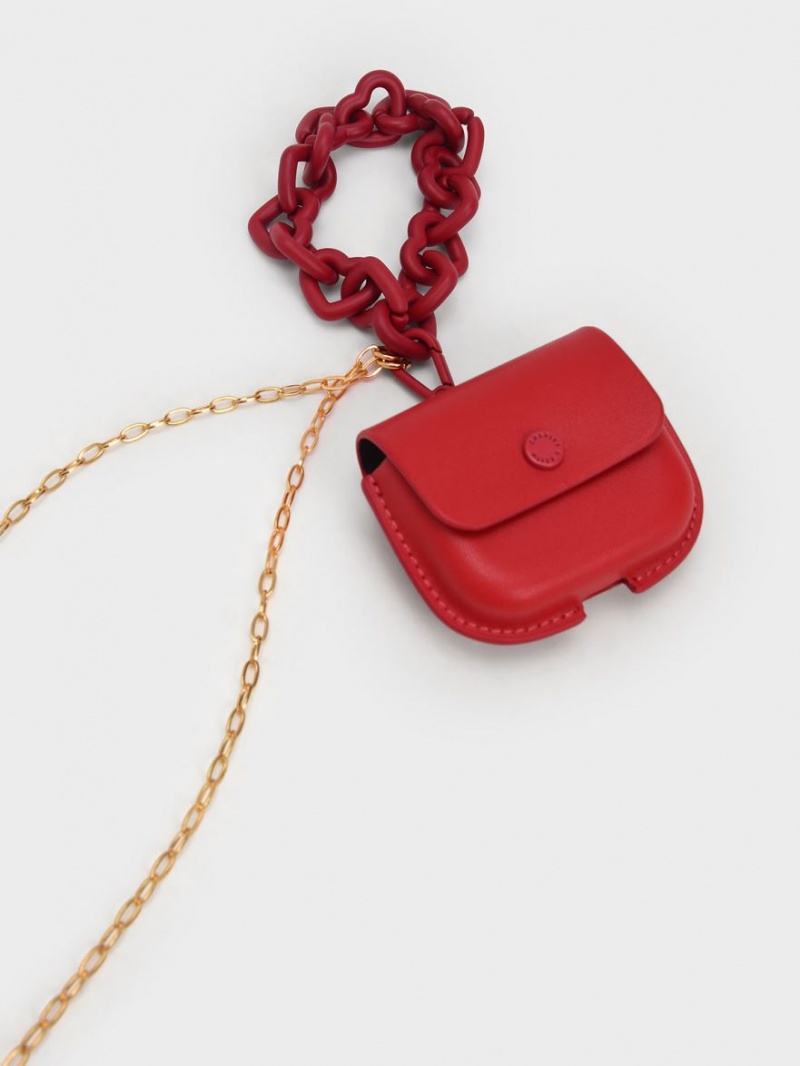 pouches Charles And Keith Mini AirPods κοκκινα | 59408-ZHGR
