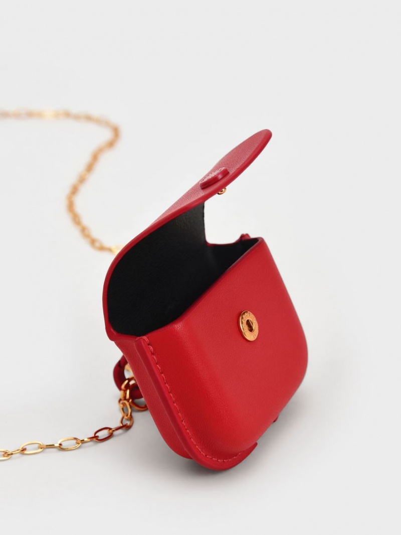pouches Charles And Keith Mini AirPods κοκκινα | 59408-ZHGR