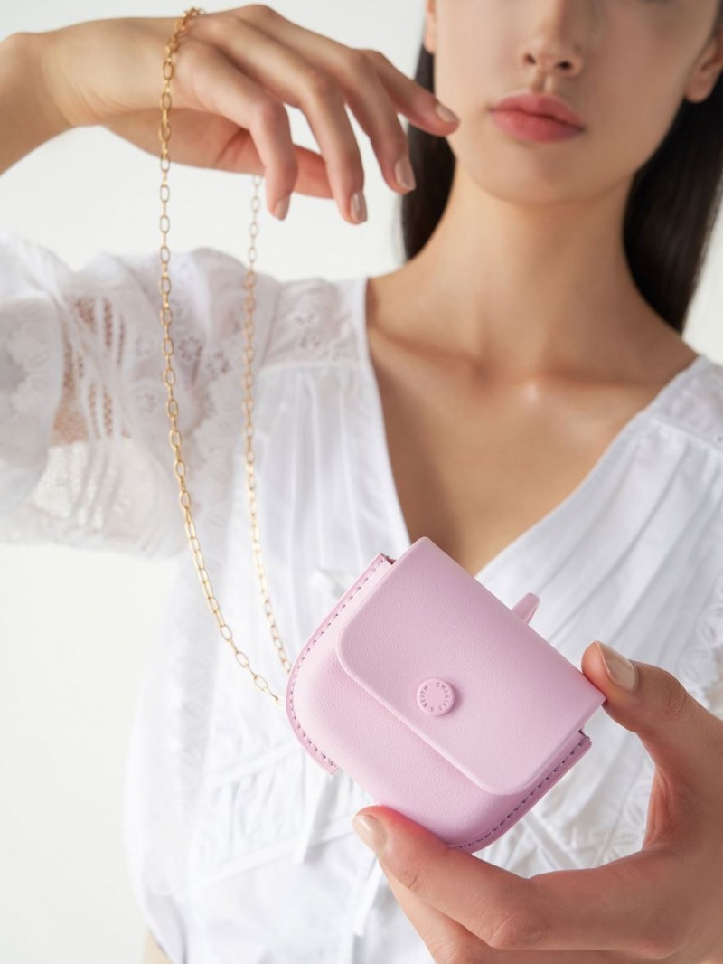 pouches Charles And Keith Mini AirPods ανοιχτο ροζ | 04859-WDTQ