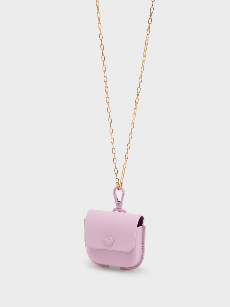 pouches Charles And Keith Mini AirPods ανοιχτο ροζ | 04859-WDTQ