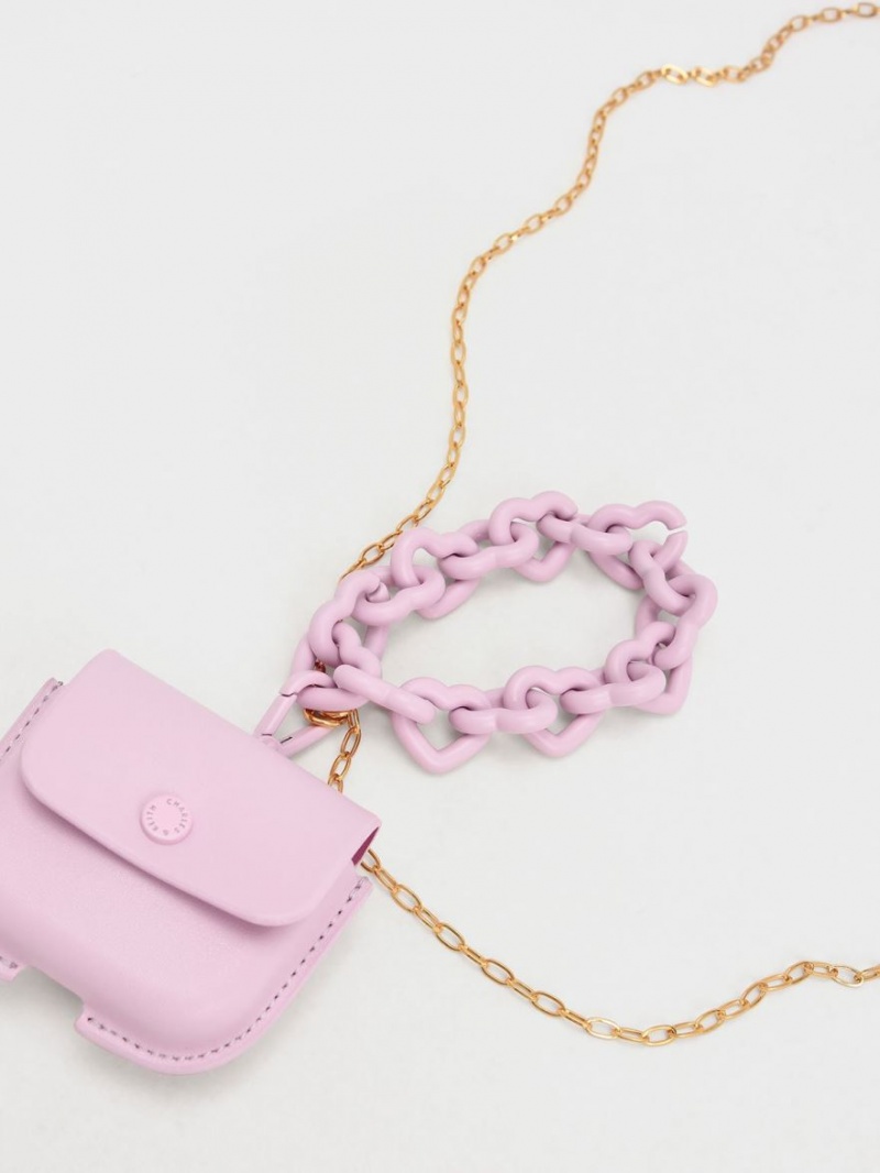 pouches Charles And Keith Mini AirPods ανοιχτο ροζ | 04859-WDTQ