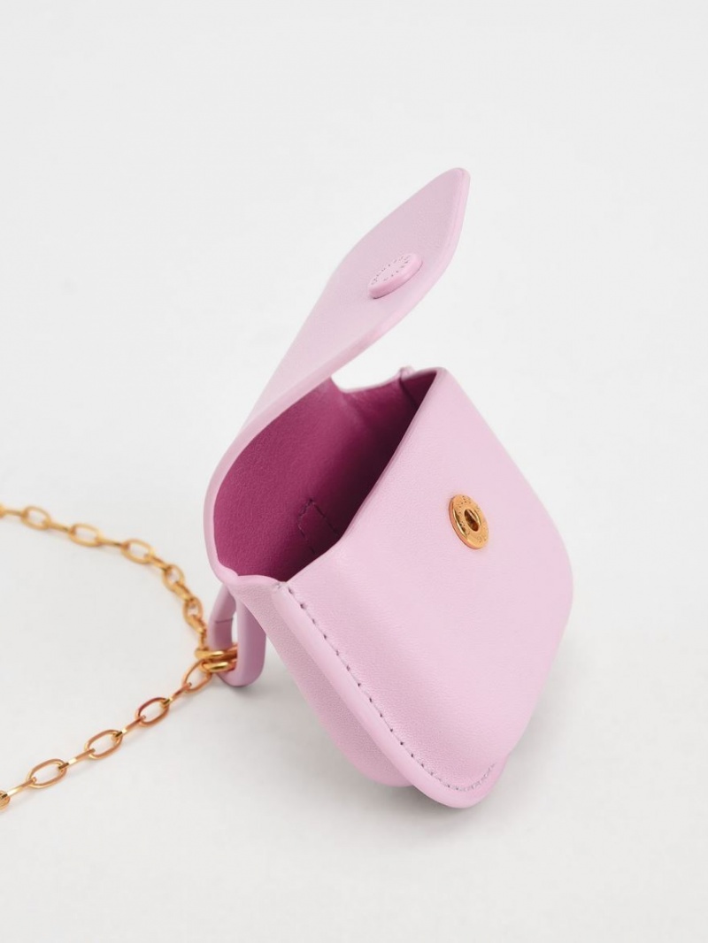 pouches Charles And Keith Mini AirPods ανοιχτο ροζ | 04859-WDTQ